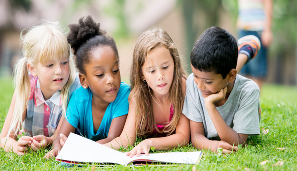 Children Reading Outdoors Children Reading Outdoors