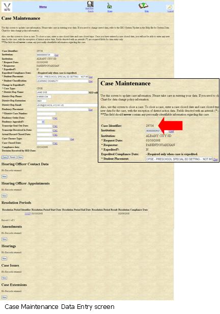 IHRS Case Maintenance screenshot
