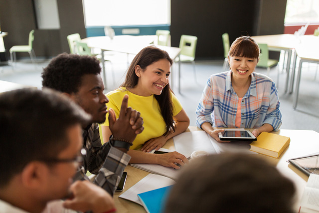 high school students working in a group