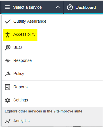 Under Select a service, select Accessibility