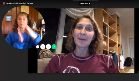 Ms. Compton interprets Ms. Horowitz's lesson using American Sign Language Ms. Compton interprets Ms. Horowitz's lesson using American Sign Language