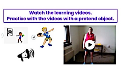 A screenshot of an interactive, overhand throwing lesson/activity video assignment.