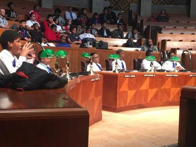 Students in grades 7-12 addressed their concerns and served as council members in a mock meeting of the Common Council Educational Committee, chaired by  Council Member Ulysees O. Wingo