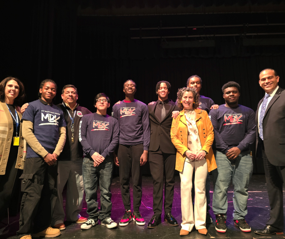 Peekskill MBK students and administrators at the ceremonial swearing in of Assemblywoman  Dana Levenberg
