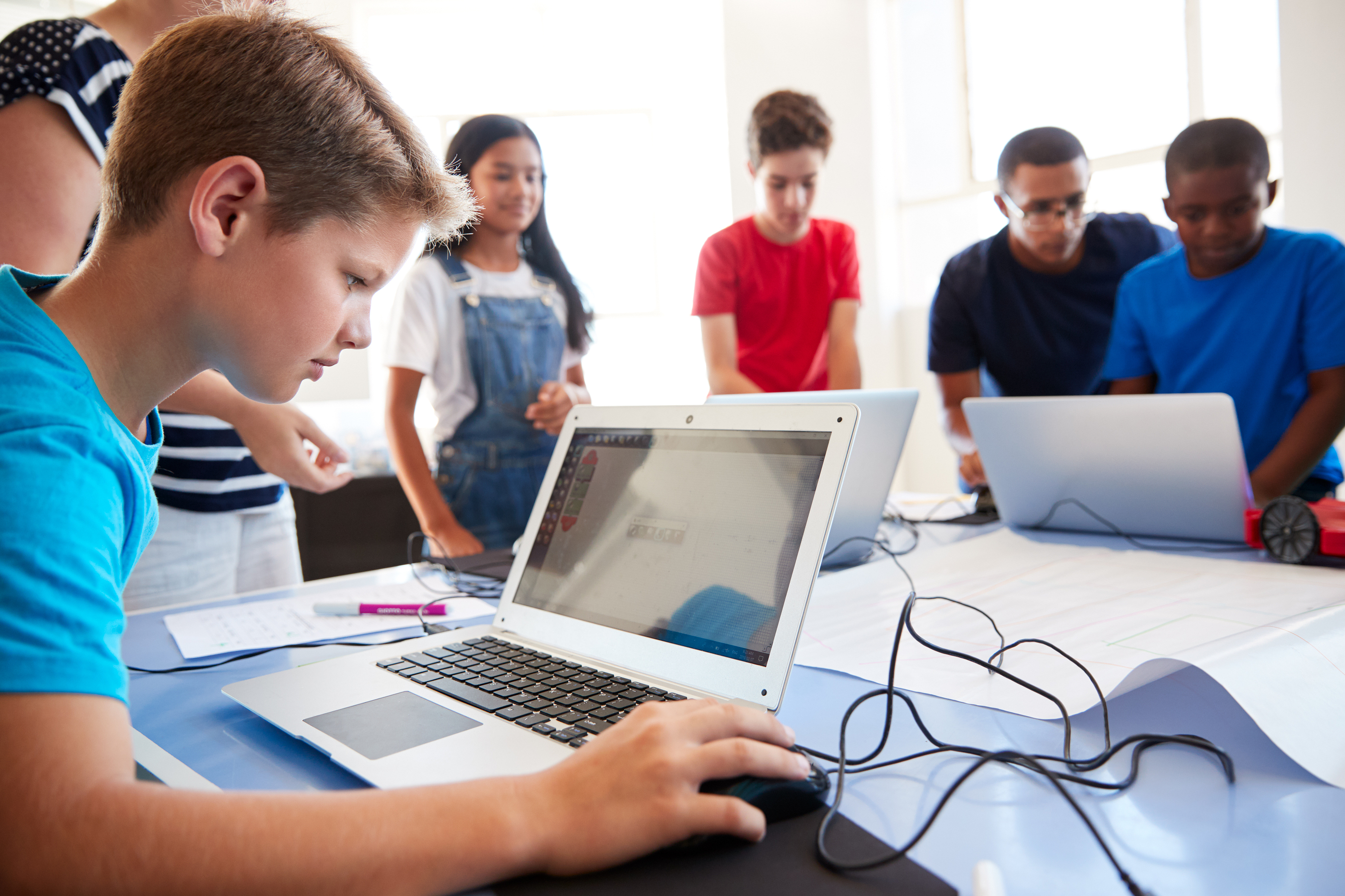 Students working on laptops