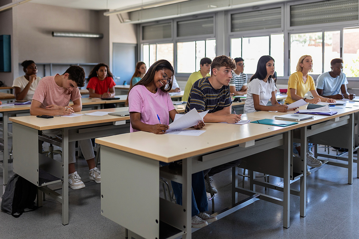 Group of High School Students in Classroom