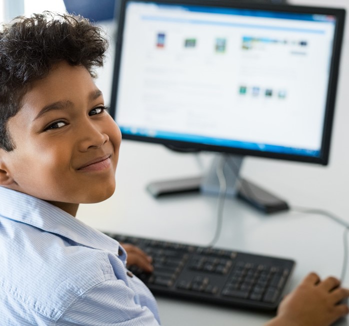 Student using a computer