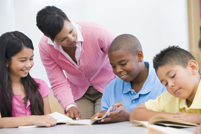 teacher with students