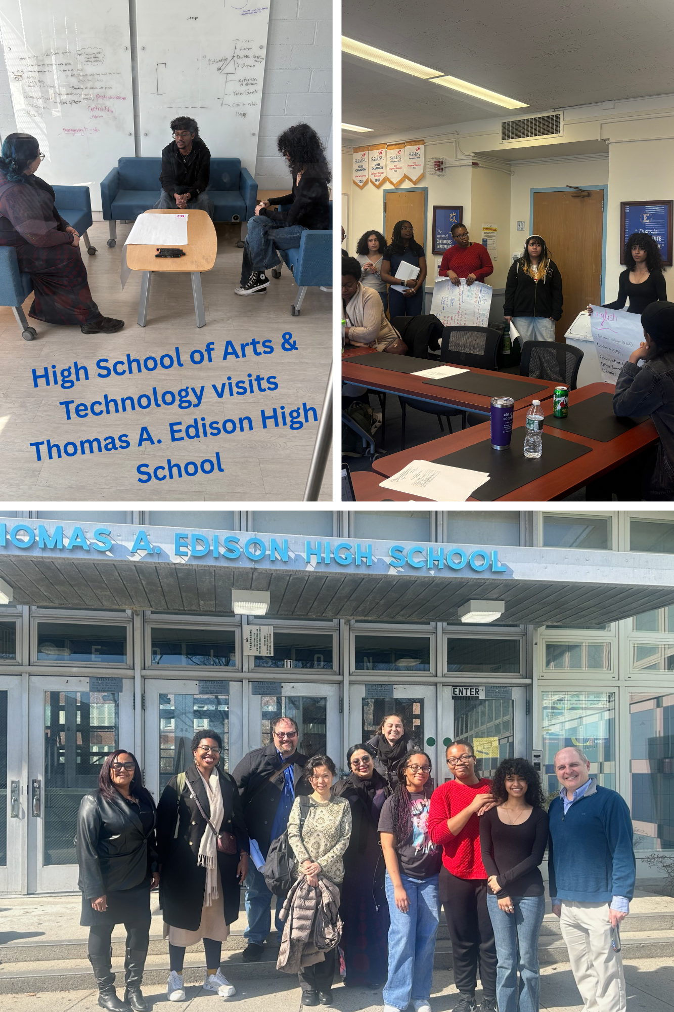 Educators from the High School of Arts & Technology, a PLAN Pilot School, visit their Mentor School, Thomas A. Edison High School.