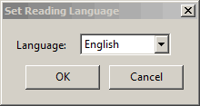 Set Reading Language window, English is selected.