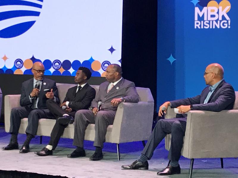 Regent Young, Yonkers student leader David Armah, & Dr. Alston speak on a panel at MBK Rising