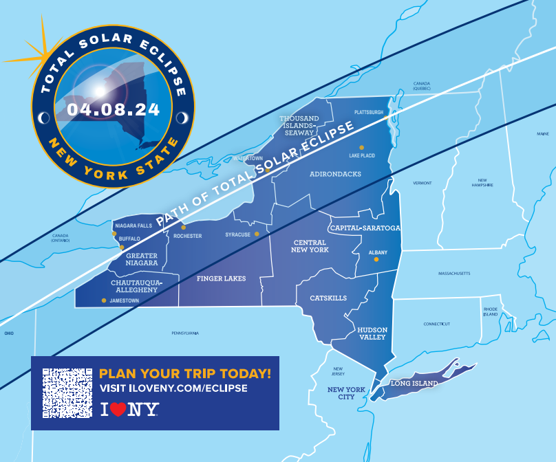 Picture of the total solar eclipse path through New York State