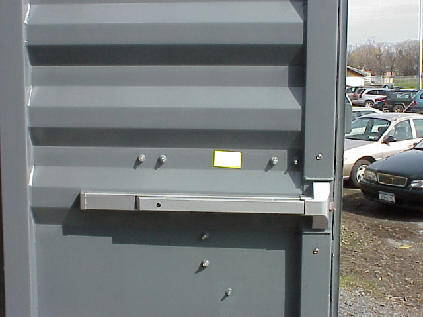 A panic bar installed on right door A panic bar installed on right door