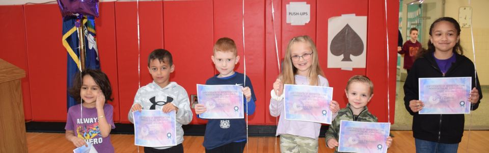 In recognition of April as Month of the Military Child, Edward J. Bosti Elementary School in the Connetquot Central School District held a special “Purple Up” assembly on April 26 to honor students whose parents are currently active military. The students