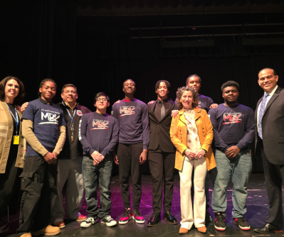 Peekskill MBK students and administrators at the ceremonial swearing in of Assemblywoman  Dana Levenberg