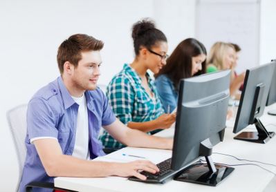 Students at computers