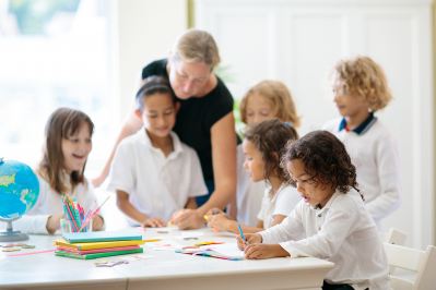 Students and Teacher in Classroom