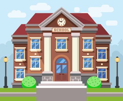 Illustration of a school building.