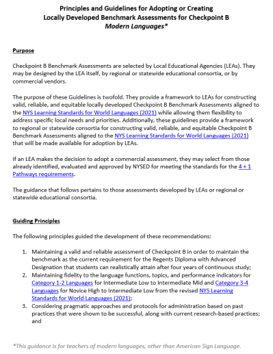 Checkpoint B guidance