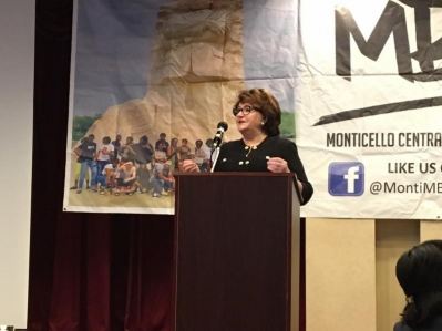	 Commissioner MaryEllen Elia speaking at the MBK Fellows and Friends Retreat