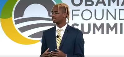 De'Andre Brown speaks at the 2019 Obama Foundation Summit