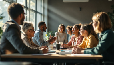 Group of teachers learning together