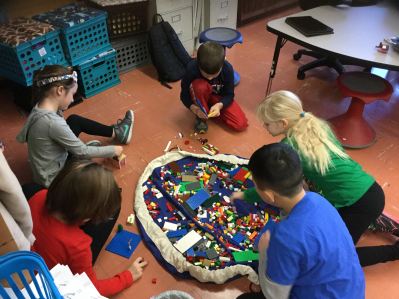 Students in the Lego League.