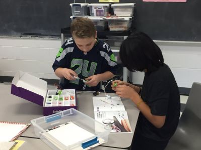 Students working in a Makerspace.