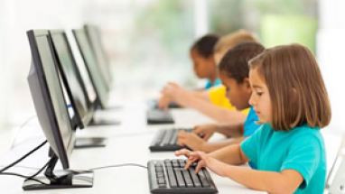 Students working on computers