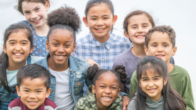 diverse group of smiling students