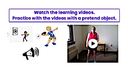 A screenshot of an interactive, overhand throwing lesson/activity video assignment.