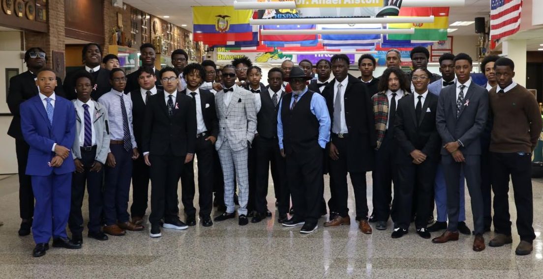 Scholars from Westbury Union Free School District gathered to accept the MBK Challenge 