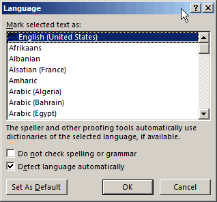 Select English. Click OK.